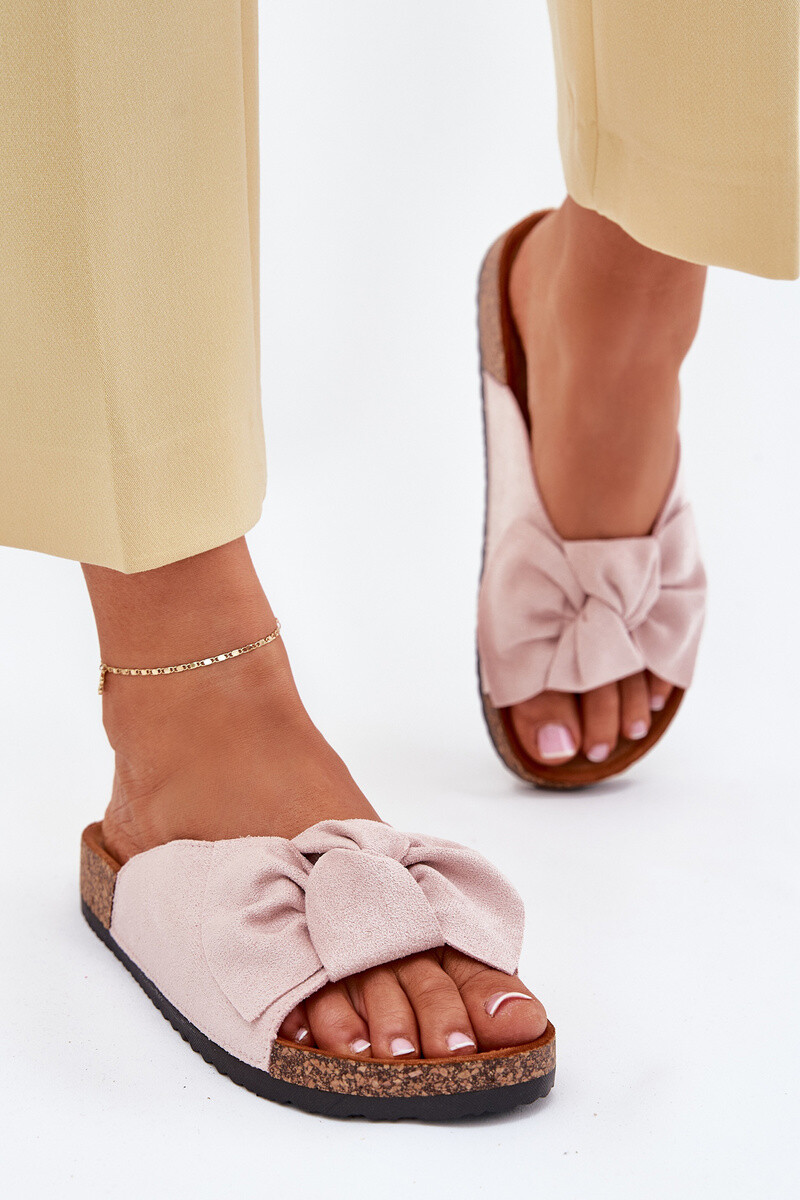 Boto Dámske sandále na korkovej podrážke s mašľou svetloružové Seressa