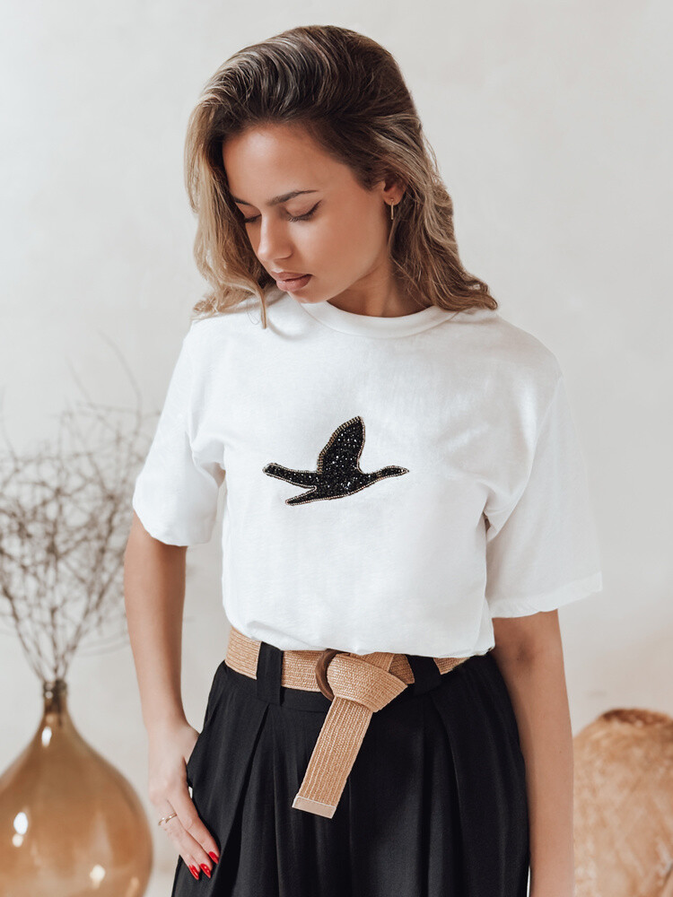 T-shirt damski BRILD ecru Dstreet