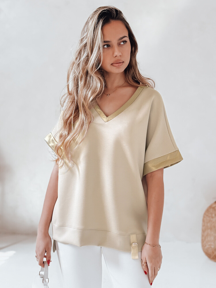 Bluzka damska oversize SHINE LOVE beżowa Dstreet