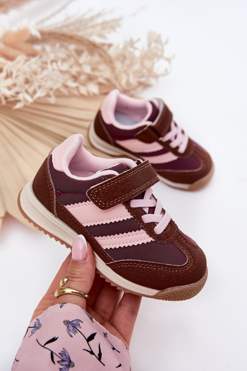 Boto Detské Sneakers Športové Topánky Na Suchý Zips Hnedé Viona