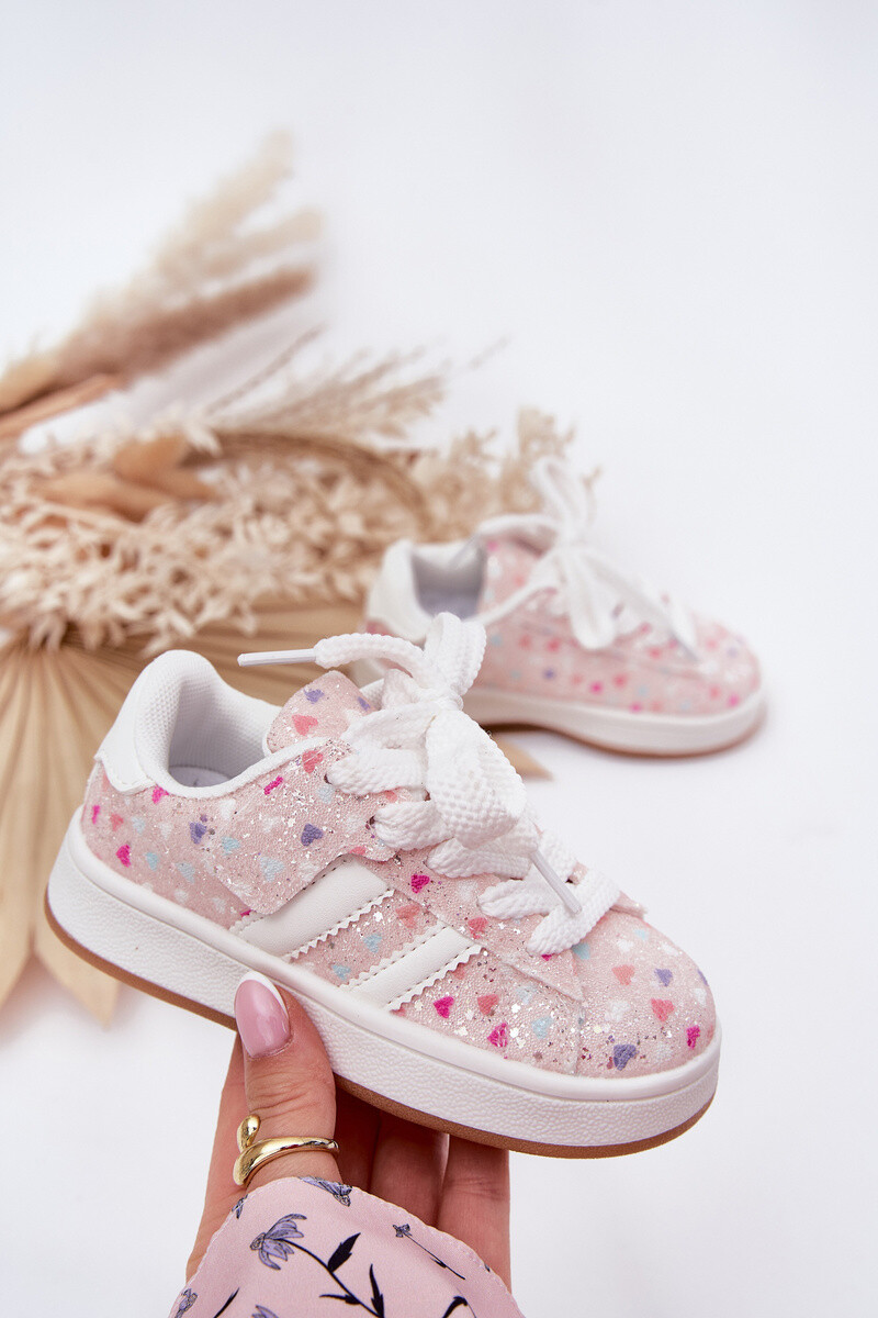 Boto Lesklé Dievčenské Športové Topánky Srdiečka Ružové Tessina