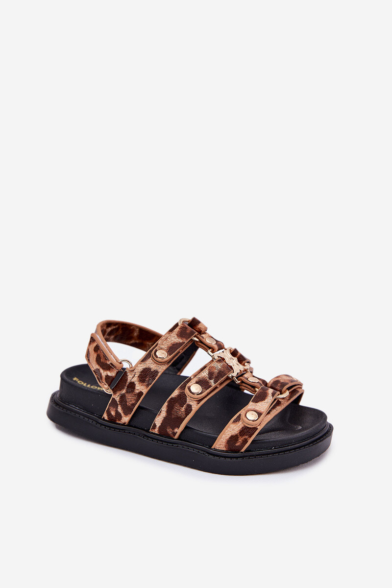 Boto Dievčenské Sandále So Zlatým Detailom Leopard Lunessa