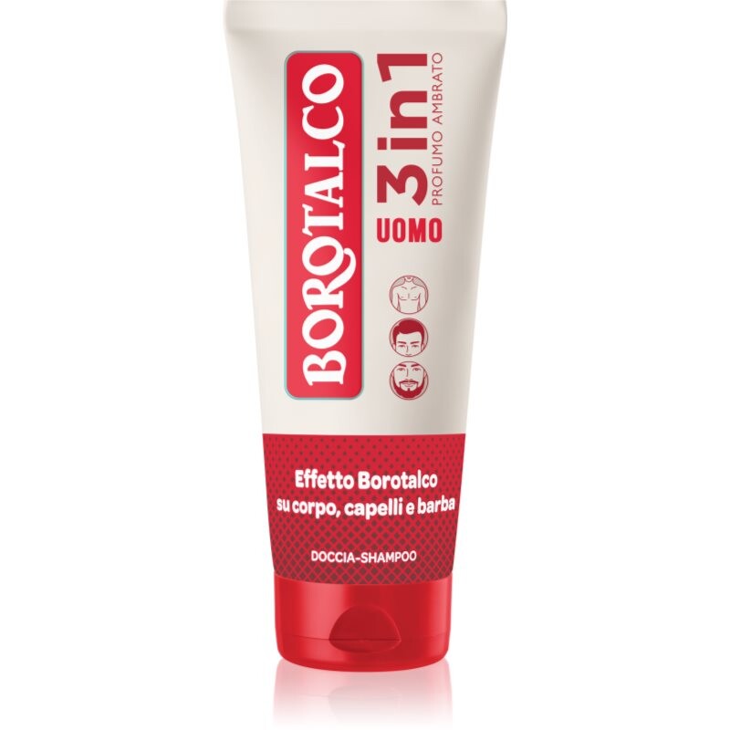 Borotalco MEN 3 in 1 sprchový gél pre mužov na tvár, telo a vlasy vône Amber 200 ml