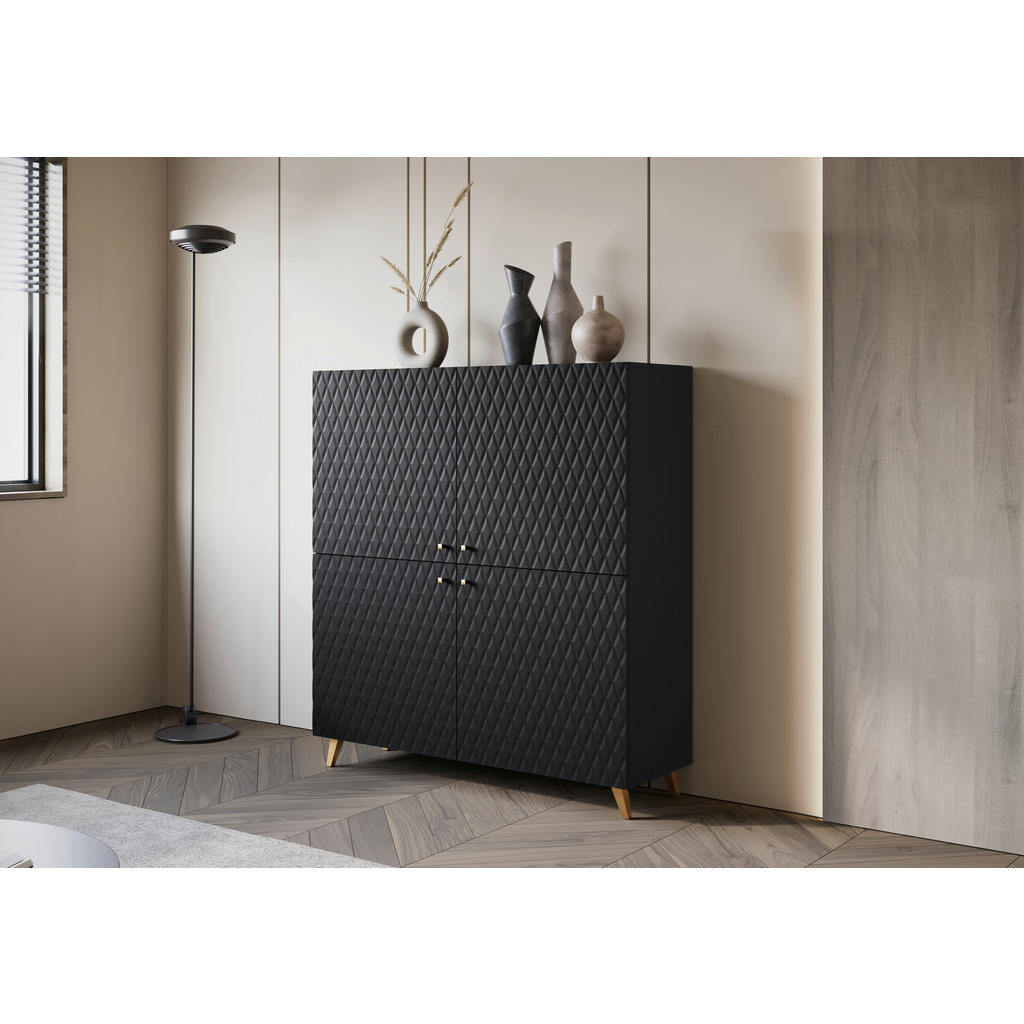 Livetastic VYSOKÁ KOMODA, čierna, 120/130/39 cm