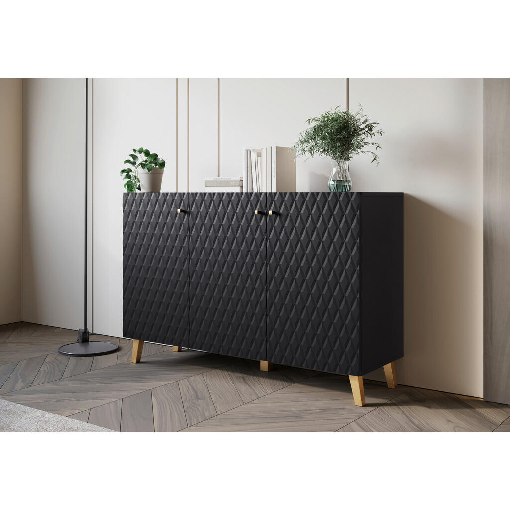 Livetastic ŠIROKÁ KOMODA, čierna, 120/76/39 cm