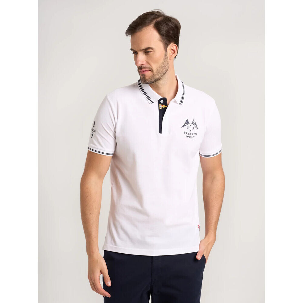 Pánske polo tričko biele s čiernymi kontrastnými prvkami 18194