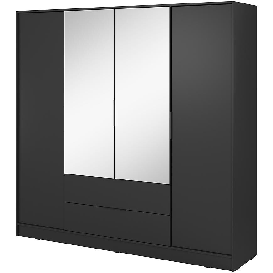 Skriňa Kelly 4D so zrkadlom čierna