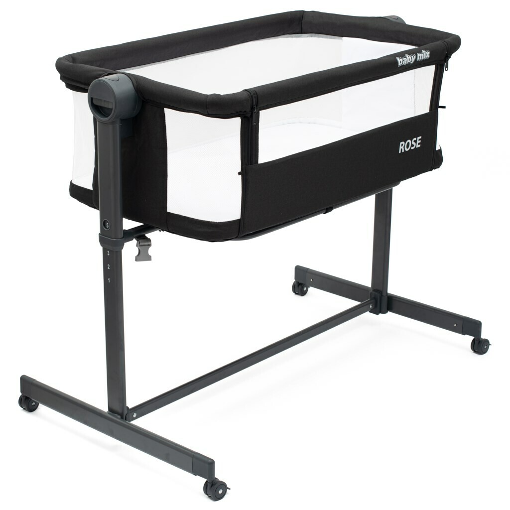 Detská postieľka Baby Mix Rose čierna , 84 x 80 x52 cm