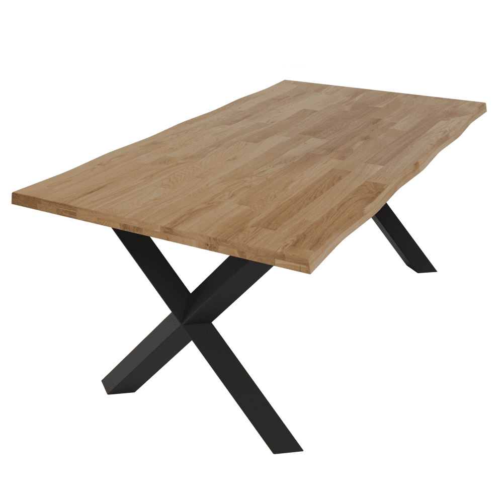 Jedálenský stôl, masívne dubové drevo/čierna, 180x100 cm, FRIDA