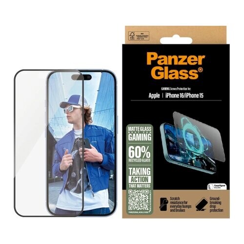 PanzerGlass Tvrzené sklo Gaming UWF pro Apple iPhone 15/16 Black