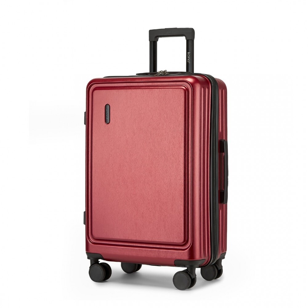 Stredný pevný kufor na kolieskach KONO ABS+PC - 61,2 L - burgundy