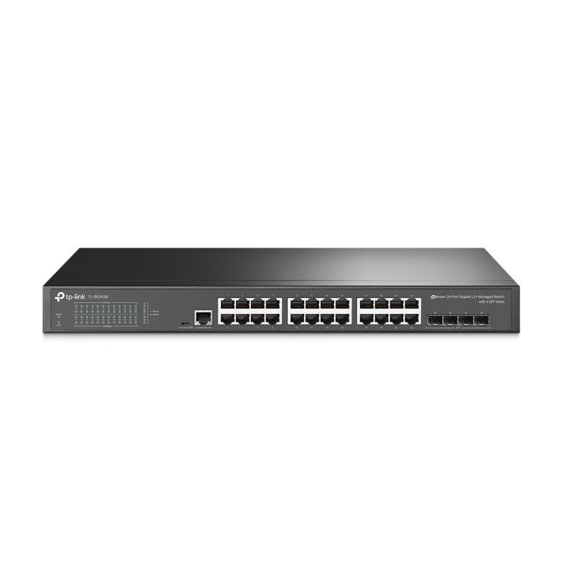 tp-link SG3428, 24-Port Gigabit L2+ Managed Switch with 4 SFP SlotsPORT: 24× Gigabit RJ45 Ports, 4× Gigabit SFP SG3428