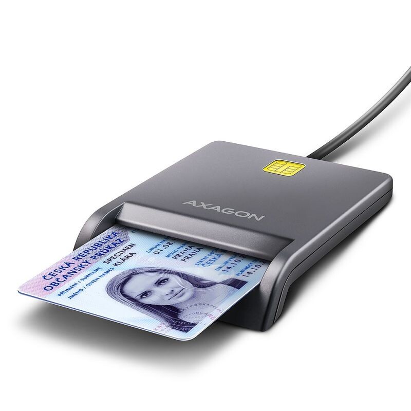 AXAGON CRE-SM3T, USB-A FlatReader čítačka kontaktných kariet ID card (eID klient), kábel 1.3 m CRE-SM3T