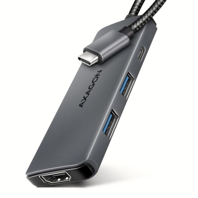 AXAGON HMC-5H8K, USB 5Gbps hub, 2x USB-A, USB-C, HDMI 8k30Hz, PD 100W, kábel USB-C 15cm HMC-5H8K