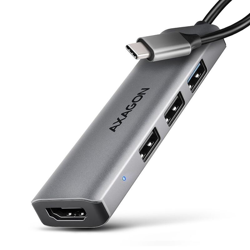 AXAGON HMC-H3A, USB 5Gbps hub, 3x USB-A, HDMI 4k30Hz, kábel USB-C 15cm HMC-H3A
