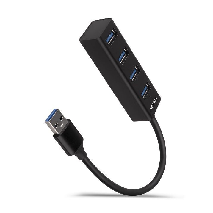 AXAGON HUE-M1A, 4x USB 3.2 Gen 1 MINI hub, kovový, kábel USB-A 20cm HUE-M1A