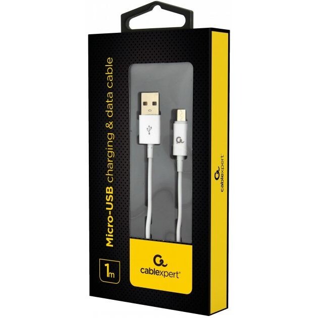 Kábel CABLEXPERT USB 2.0 AM na MicroUSB kábel (AMBM), 1m, biely CC-USB2P-AMmBM-1M-W
