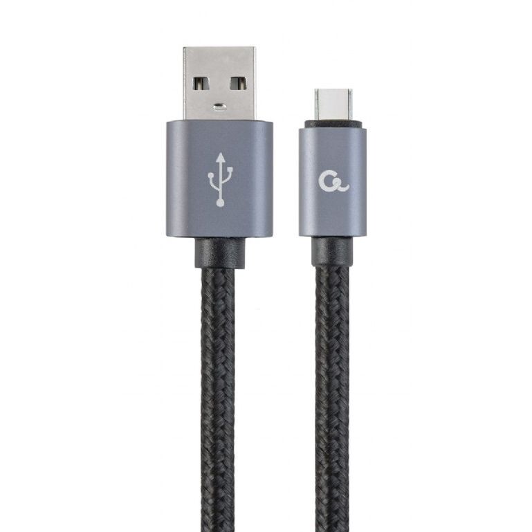 Kábel CABLEXPERT USB 2.0 AM na Type-C kábel (AMCM), 1,8m, opletený, čierny, blister CCB-mUSB2B-AMCM-6