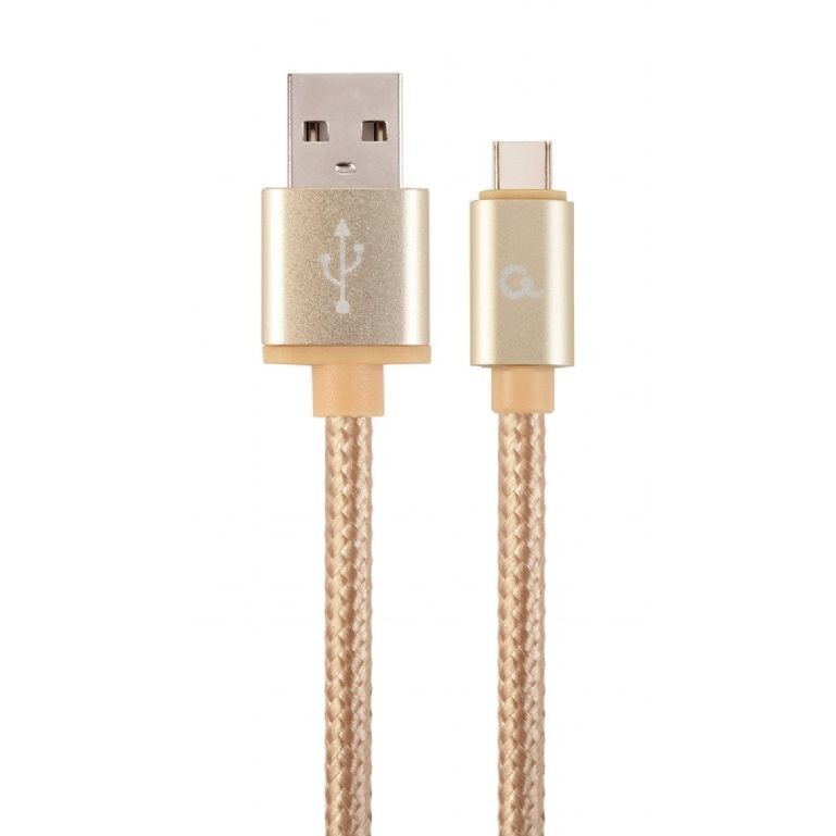 Kábel CABLEXPERT USB 2.0 AM na Type-C kábel (AMCM), 1,8m, opletený, zlatý, blister CCB-mUSB2B-AMCM-6-G