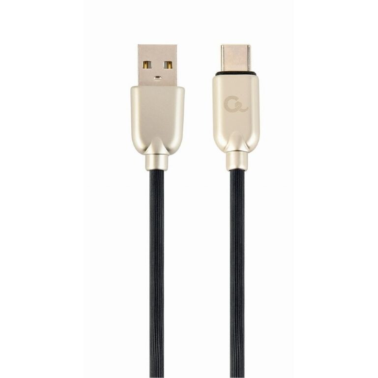 Kábel CABLEXPERT USB 2.0 AM na Type-C kábel (AMCM), 1m, pogumovaný, čierny, blister, PREMIUM QUALITY CC-USB2R-AMCM-1M