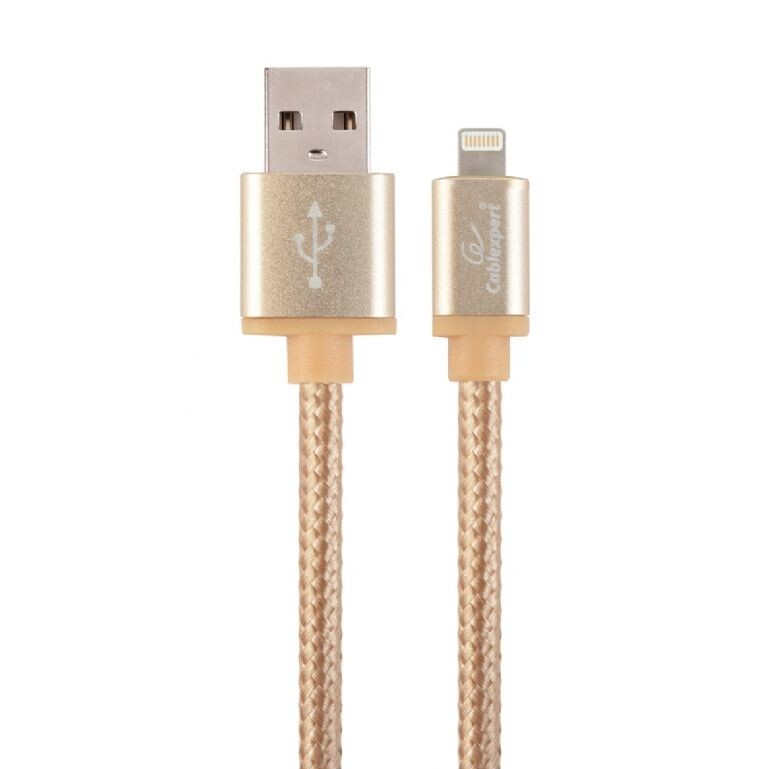 Kábel CABLEXPERT USB 2.0 Lightning (IP5 a vyšší) nabíjací a synchronizačný kábel, opletený, 1,8m, zlatý, blister CCB-mUSB2B-AMLM-6-G