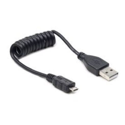 Kábel CABLEXPERT USB A MaleMicro B Male 2.0, 60cm, Black, kroucený CC-MUSB2C-AMBM-0.6M