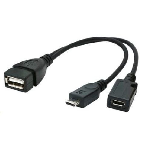 Kábel CABLEXPERT USB AFmicro BM + micro BF, OTG + dobíjanie, 15cm, pre tablety a smartphone A-OTG-AFBM-04