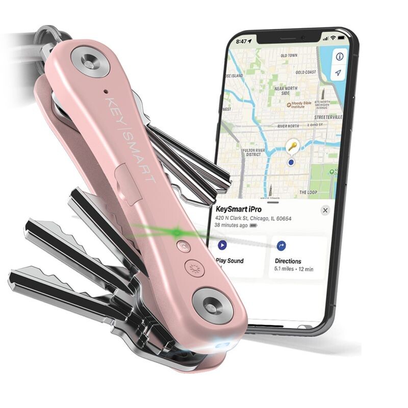 KeySmart iPro s Apple Find My - organizér kľúčov - ružový KS431-ROS