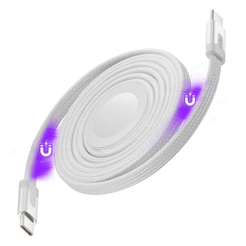 KeySmart Statik MagStack DUO, nabijačka pre Apple Watch + USB-C kábel, - biela (1,5m) PUP-0497-3FT-CC-WHT