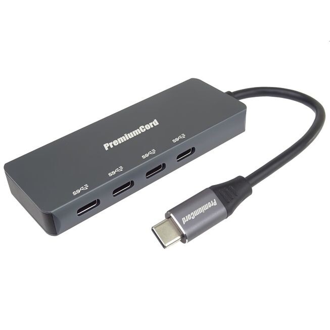 PremiumCord 5G SuperSpeed Hub USB-C na 4x USB 3.2 C Aluminum ku31hub10