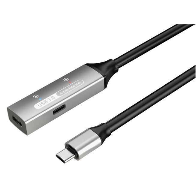 PremiumCord USB-C repeater a predlžovací kábel Male-Female, 5Gbps Aluminium 15m ku31rep15al