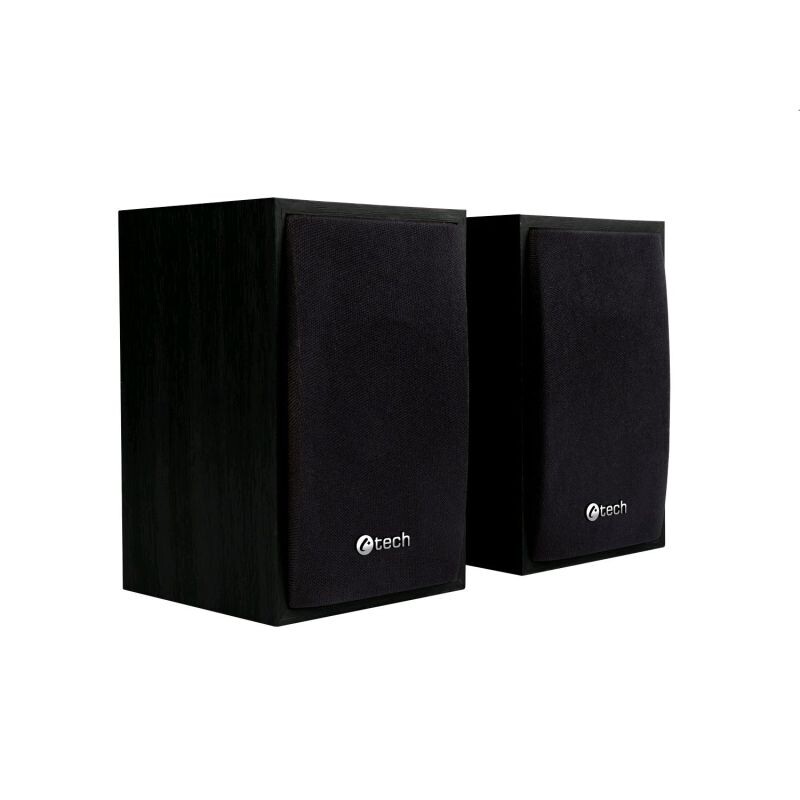 Repro C-TECH SPK-09, 2.0, drevenné, čierne, USB SPK-09BK