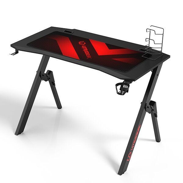 ULTRADESK Herný stôl ACTION V2, 110x59 cm, 75 cm, s XXL podložkou pod myš, držiak slúchadiel aj nápojov UDESK-AC-BK