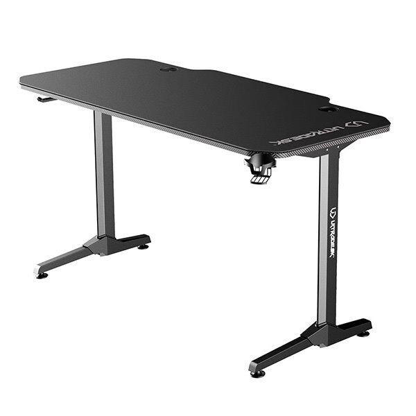ULTRADESK Herný stôl FRAG - BLACK, 140x66 cm, 76 cm, s XXL podložkou pod myš, s ultradesk BEAM, držiak slúchadiel UDESK-FG-BB