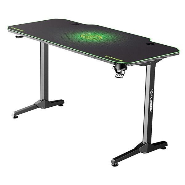 ULTRADESK Herný stôl FRAG - GREEN, 140x66 cm, 76 cm, s XXL podložkou pod myš, s ultradesk BEAM, držiak slúchadiel UDESK-FG-GR