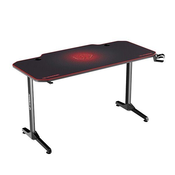 ULTRADESK Herný stôl FRAG - RED, 140x66 cm, 76 cm, s XXL podložkou pod myš, s ultradesk BEAM, držiak slúchadiel UDESK-FG-RD