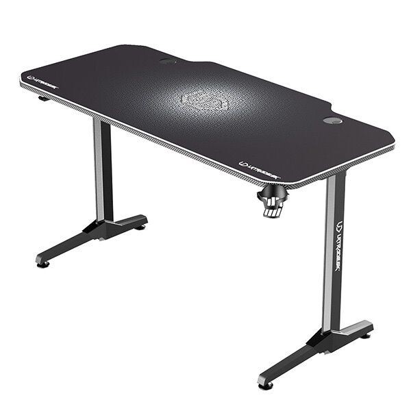 ULTRADESK Herný stôl FRAG - WHITE, 140x66 cm, 76 cm, s XXL podložkou pod myš, s ultradesk BEAM, držiak slúchadiel UDESK-FG-WT