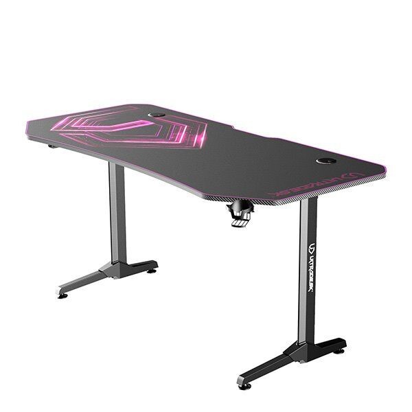 ULTRADESK Herný stôl FRAG XXL PINK, 160 x 75 cm, 75 cm, držiak nápojov a slúchadiel, stojan BEAM, s celoplošnou XXL podl UDESK-FX-PN