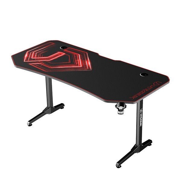 ULTRADESK Herný stôl FRAG XXL RED, 160 x 75 cm, 75 cm, držiak nápojov a slúchadiel, stojan BEAM, s celoplošnou XXL podl. UDESK-FX-RD