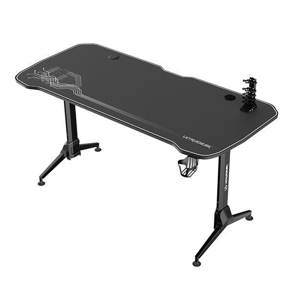 ULTRADESK Herný stôl GRAND WHITE, 160x75 cm, 70-80 cm, 3 úrovne výšky, s XXL podložkou pod myš, držiak slúchadiel UDESK-GD-WH