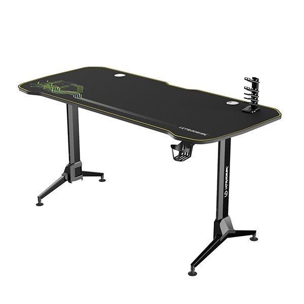 ULTRADESK Herný stôl GRAND YELLOW-GREEN, 160x75 cm, 70-80 cm, 3 úrovne výšky, s XXL podložkou pod myš, držiak slúchadiel UDESK-GD-GR