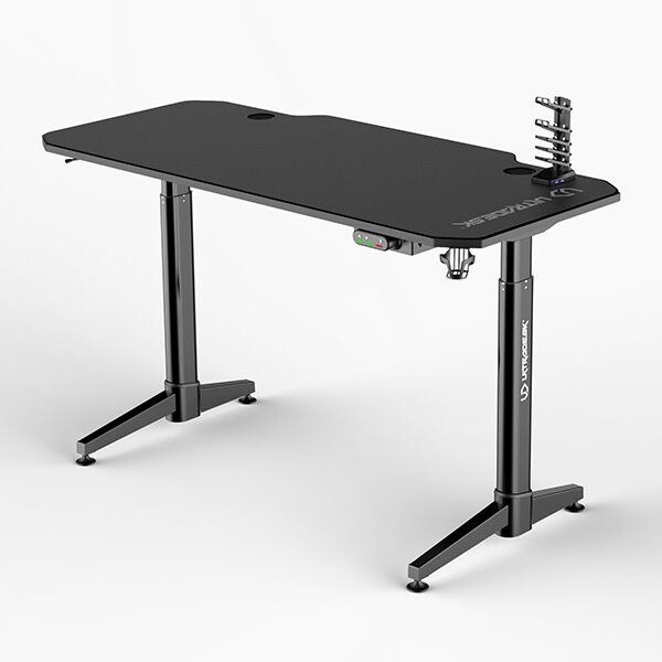 ULTRADESK Herný stôl LEVEL BLACK, 140x66cm, 72-124cm, elektricky nastaviteľná výška, s XXL podložkou pod myš UDESK-LVA-BB