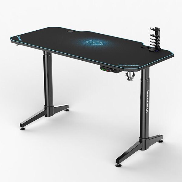 ULTRADESK Herný stôl LEVEL BLUE, 140x66cm, 72-124cm, elektricky nastaviteľná výška, s XXL podložkou pod myš UDESK-LVA-BL