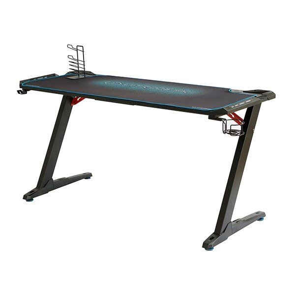 ULTRADESK Herný stôl SPACE XXL BLUE, 154x61 cm, 78 cm, RGB podsvietenie s dotykovým panelom, s celoplošnou podložkou UDESK-SP-BU