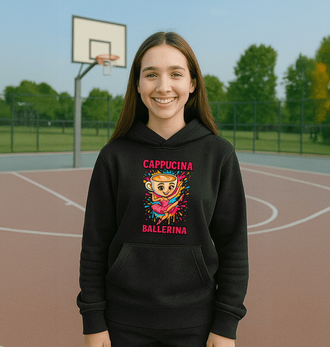 Cappucina Ballerina 2 pánska mikina čierna - Italian Brainrot - 5XS (116)