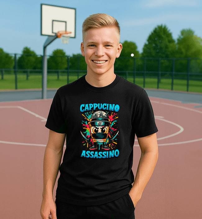 Cappucino Assassino 2 pánske tričko čierne - Italian Brainrot - 5XS (116)