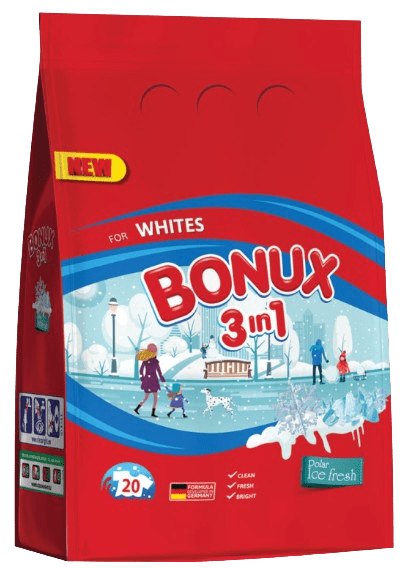 BONUX POLAR ICE FRESH - Prací prášok na bielu bielizeň 0,9 kg