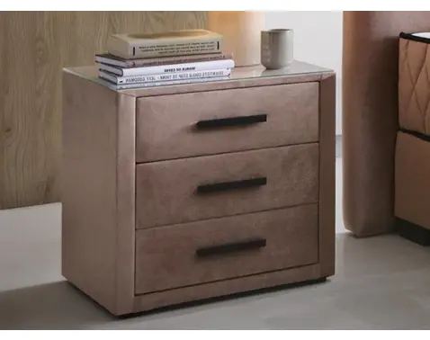 Vysoký nočný stolík Reve, tmavo ružová látka%