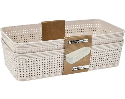 Úložný košík (2 ks) 25,3x13,3 cm, béžový%