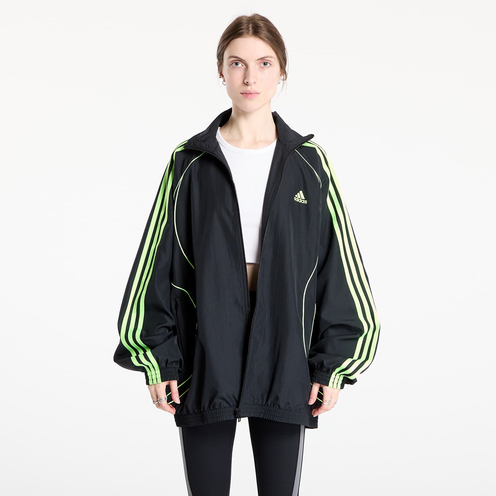 Bunda adidas Teamgeist Adicolor Oversized Woven Track Top Black/ Night Indigo XS